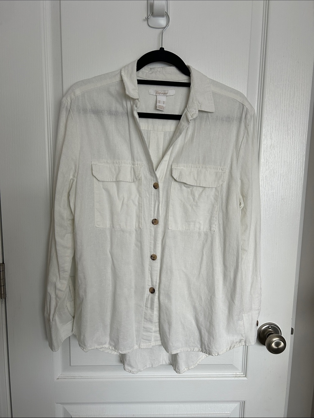 Revamped Cream Button-Down Linen Rayon Shirt